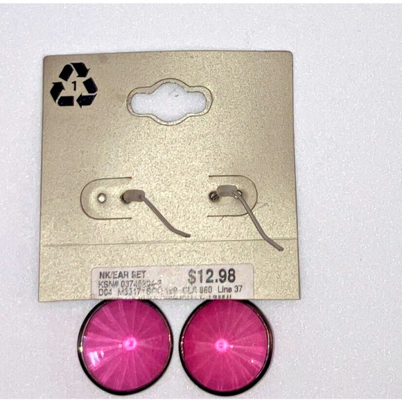 NWT! STUDIO S by Sears Pink Crystal Silver-Tone Dangle Earrings! - Picture 3 of 4